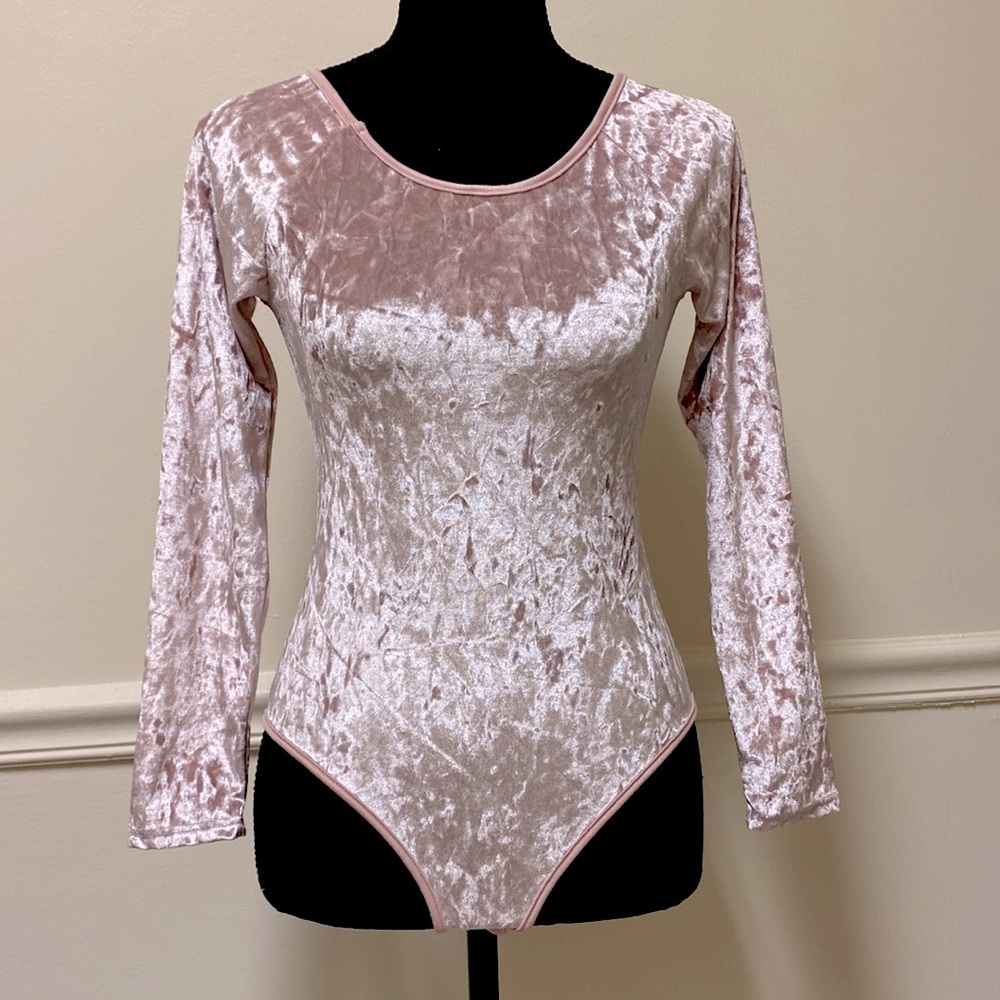 Light Pink Velvet Velour Body Suit - Picture 3 of 16